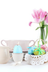 Place setting for Easter isolated on white