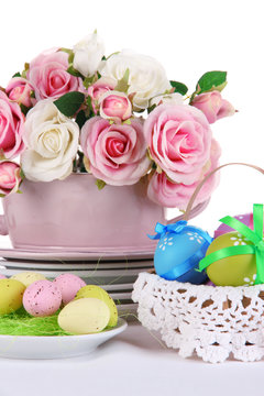 Place setting for Easter close up