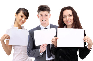 group of young smiling business people.