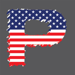 Flag of USA alphabet - P