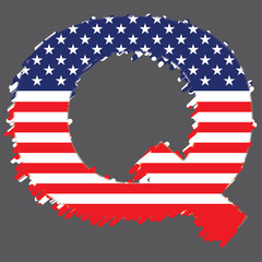 Flag of USA alphabet - Q