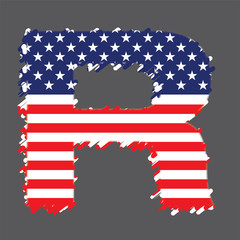 Flag of USA alphabet - R