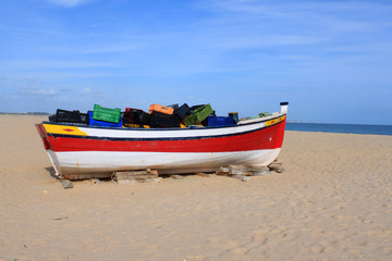 Fishing boat in Meia Praia, Lagos, Algarve, Portugal
