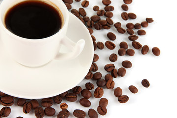 Cup of strong coffee isolated on white