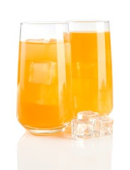 Glasses of orange juice isolated on white