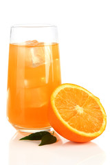 Glass of orange juice isolated on white