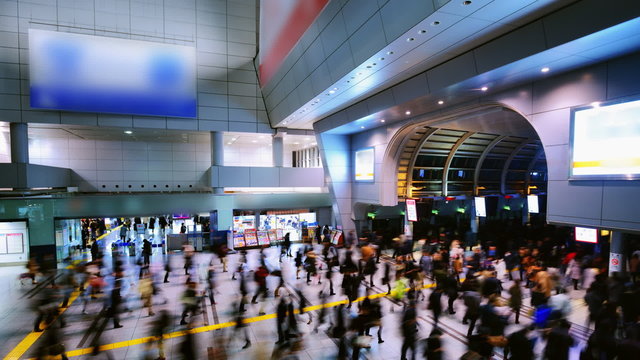 Commuters at Shinagawa Station in Tokyo, Japan