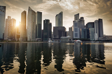 Fototapeta premium Singapore city in sunset time