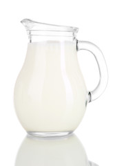 Pitcher of milk isolated on white