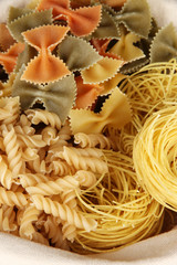 Different types of pasta close-up