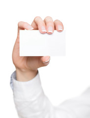 Hand with blank visiting card