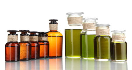 Medicine bottles isolated on white