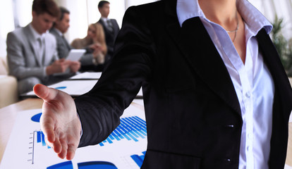 The businessman. Hand for a handshake.