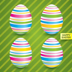 Easter white eggs with colorful patterns (set)