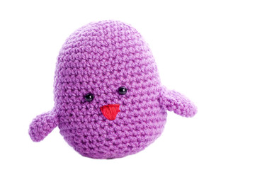 purple handmade stuffed animal chick
