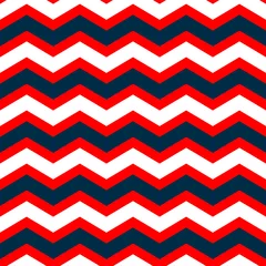 Cercles muraux Zigzag Modèle sans couture de chevron géométrique en bleu rouge et blanc, vecteur