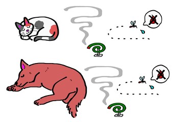 蚊取り線香で安心して寝るペット