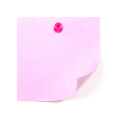 Blank lilac sticky note pinned by the red pin