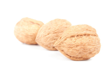 three walnuts isolated on white