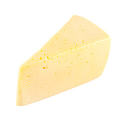 piece of cheese with holes Isolated on white