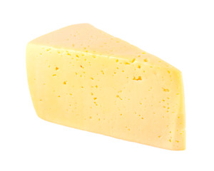 piece of cheese with holes Isolated on white