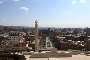 Pillar at cascade and Yerevan