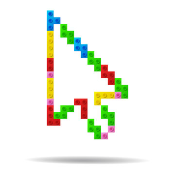 Arrow icon from plastic toy blocks.  Vector illustration.