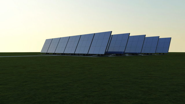 Animation of Modern Solar Panels Farm. Alpha Channel is Included