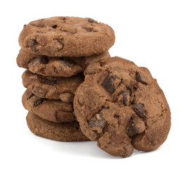 Chocolate chips cookies isolated on white background