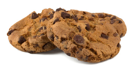 Chocolate chips cookies isolated on white background