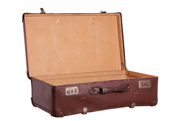 opened old brown suitcase