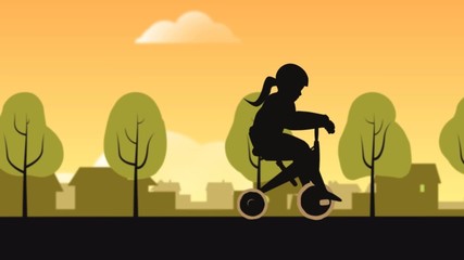 Kind mit Dreirad, Frau mit Rennrad