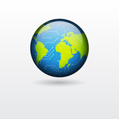 Planet with circuit board texture