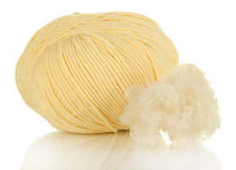 Wool and thread isolated on white