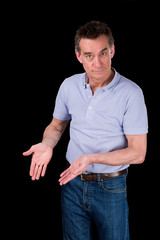 Handsome Man Hands Pointing Down Showing Something
