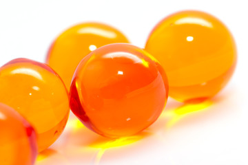 ball of fish oil on a white background. macro