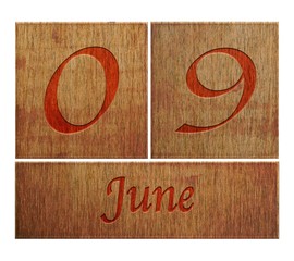 Wooden calendar June 9.