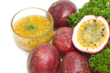 passion fruit juice with parsley,healty fruit and vegetable
