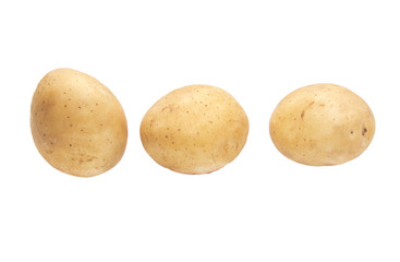 Fresh potatoes on a white background