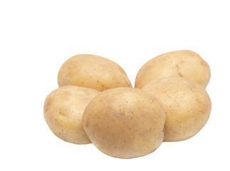 Fresh potatoes on a white background