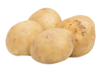 Fresh potatoes on a white background