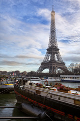 Eiffel Tower with River Boat