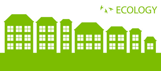 Green Eco city or village ecology vector background