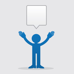 Silhouette figure talking with speech bubble