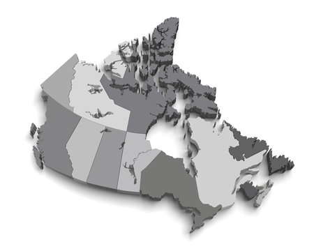 3d grey canada map on white