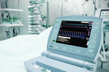 Medical monitor in the intensive care unit. Medical technology.