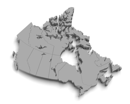 3d canada map on white