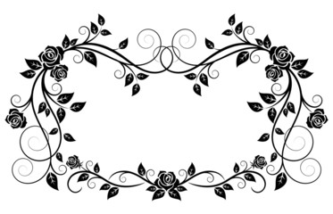 Ornamental frame with rose flowers