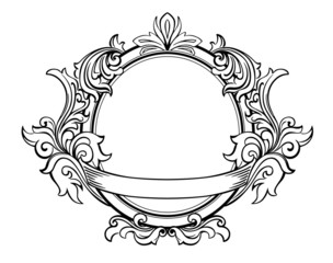 Retro frame with decorative floral elements