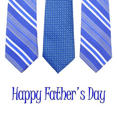 Happy Fathers Day text with group of blue ties